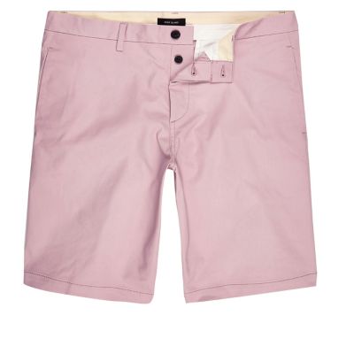 Pink slim fit chino shorts